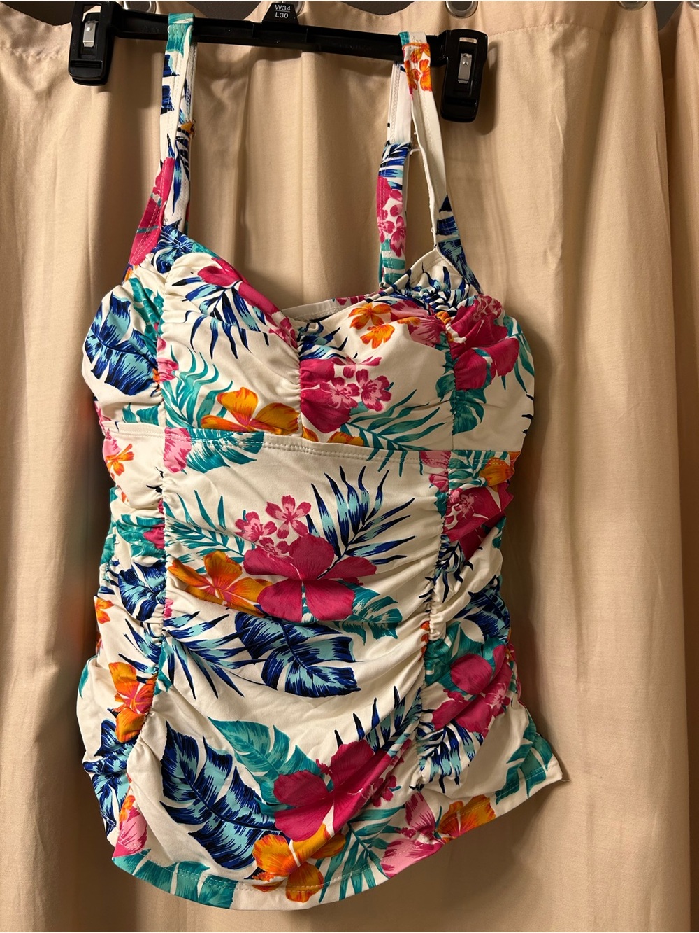 Tropical tankini top with Pink, Blue, Green & Orange Floral Print